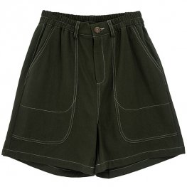 Men Preppy Casual Rounded Pocket Wide-Leg Shorts