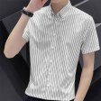 Men Summer Ice Silk Trendy Casual Business Thin Striped Top