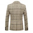 Blazer Jacket Plaid Suit Coat Mens Slim Fit Dress Tops Clothes