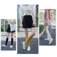 1 Pcs Ladies Knee High Soild Color Cotton Socks - Yellow